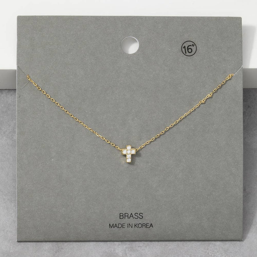 Cz Pave Cross Pendant Necklace