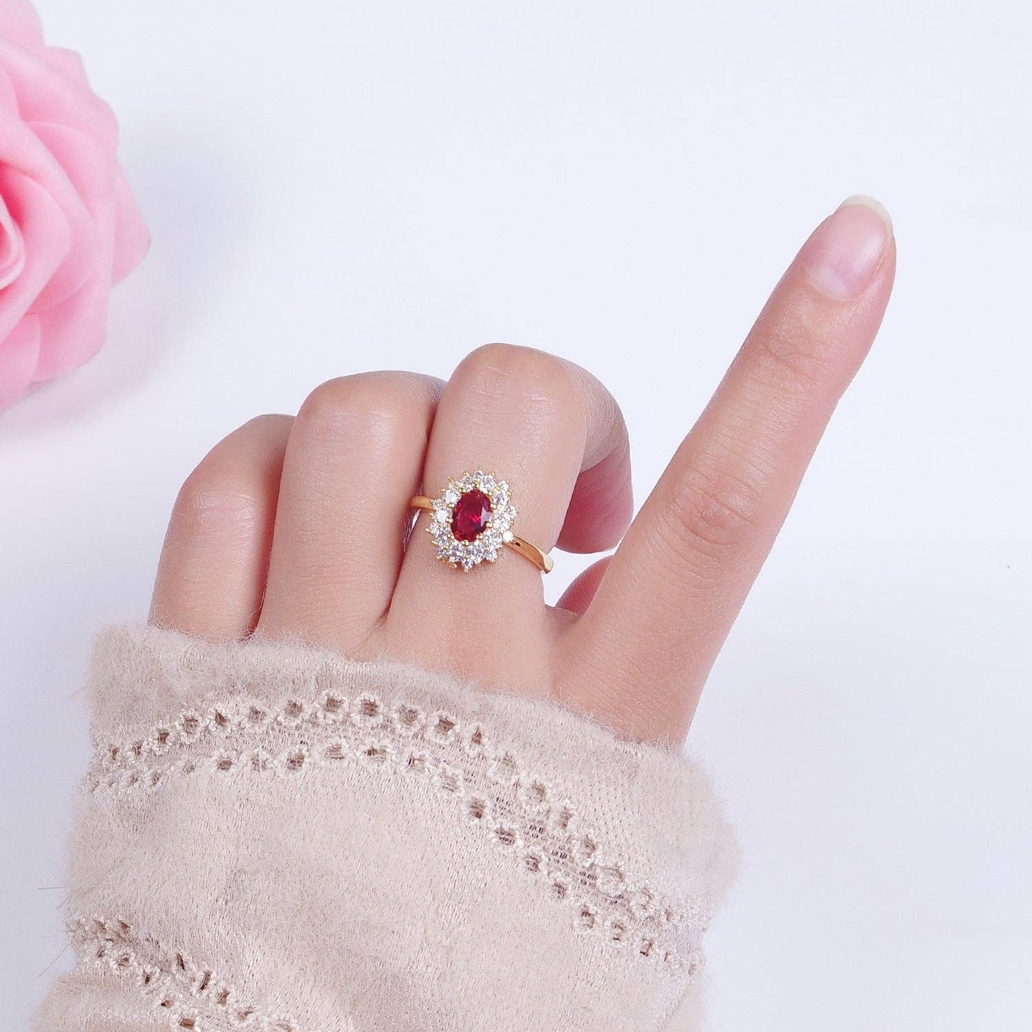 Fuchsia CZ Adjustable Ring