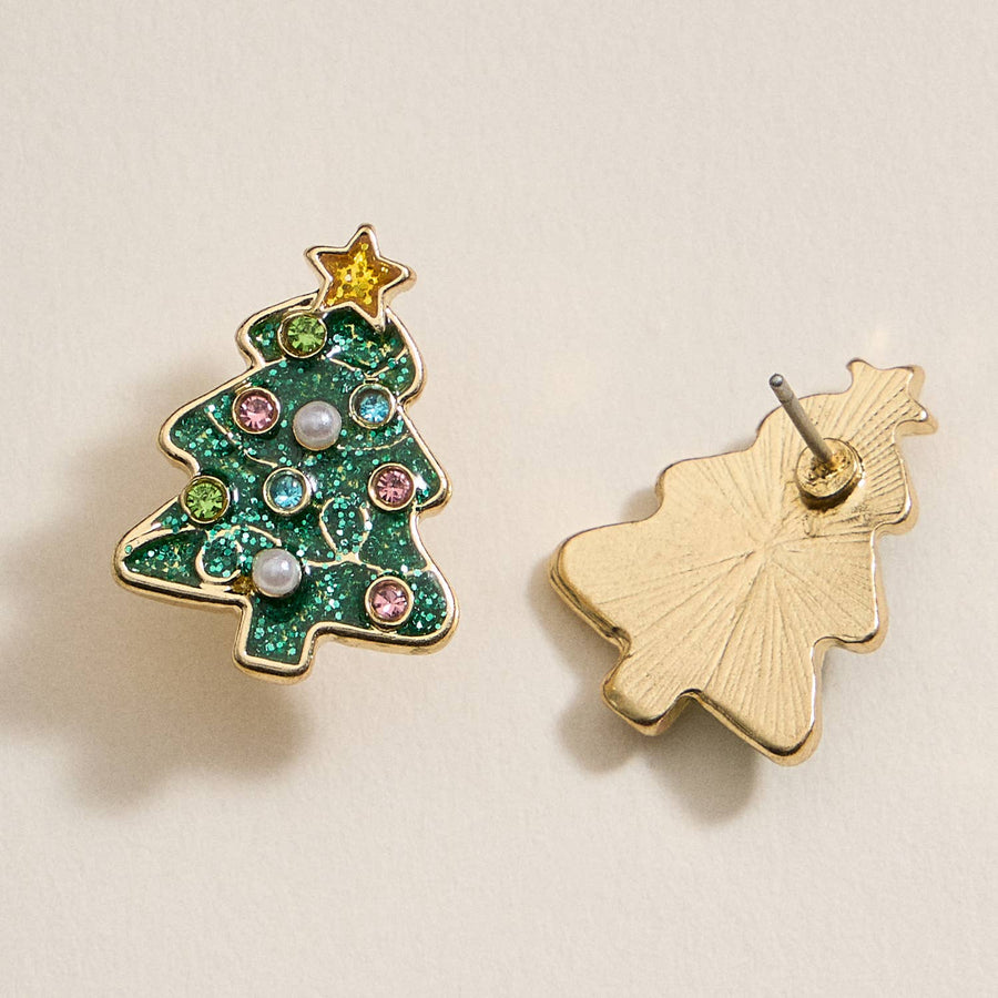 Christmas Tree Enamel Stud Earrings