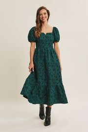Timeless Floral Jacquard Midi Dress