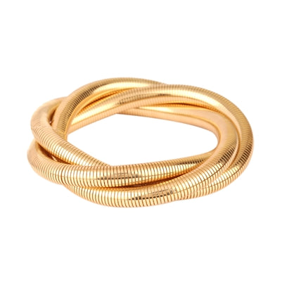 Gold Ribbed Twisted Stretch Bracelet