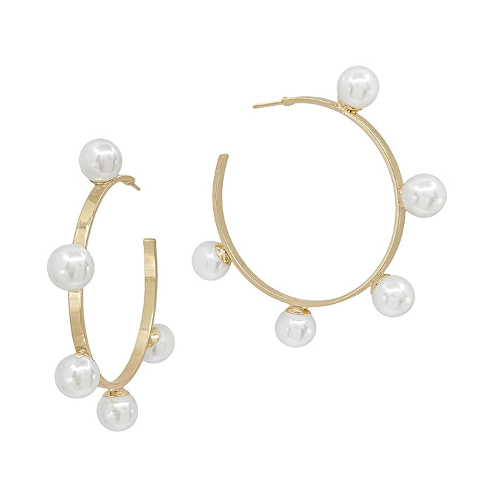 Gold Hoop with Pearls Earring