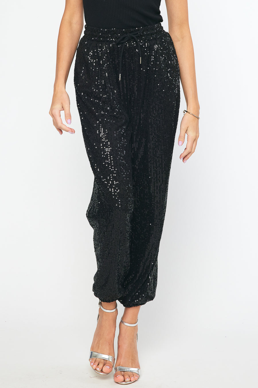Black Sequin Joggers