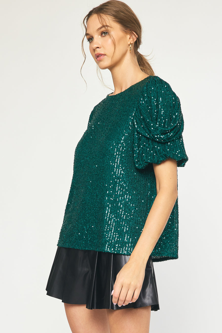 Sequin Top -Forest