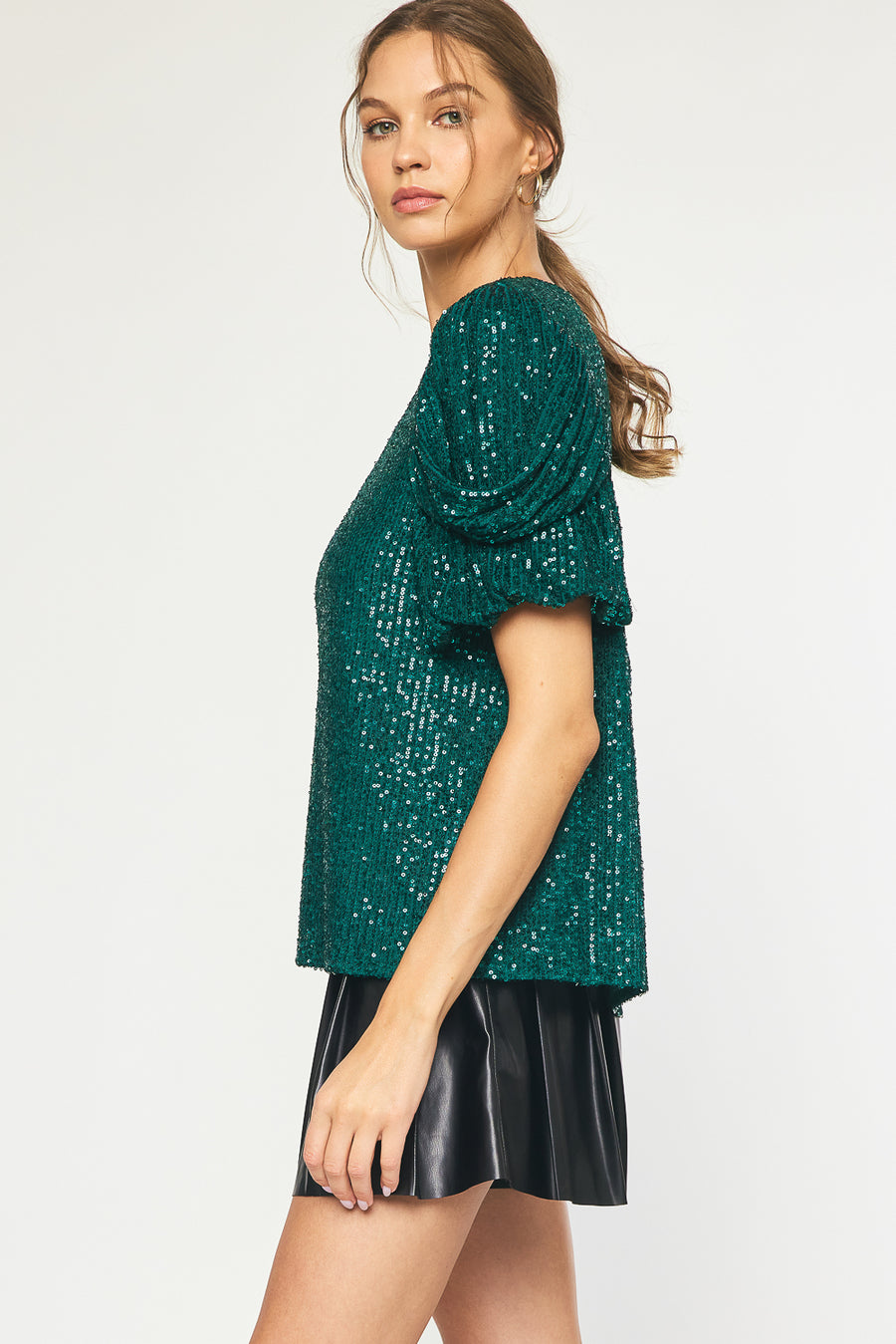 Sequin Top -Forest