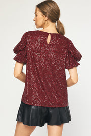 Sequin Top -Wine