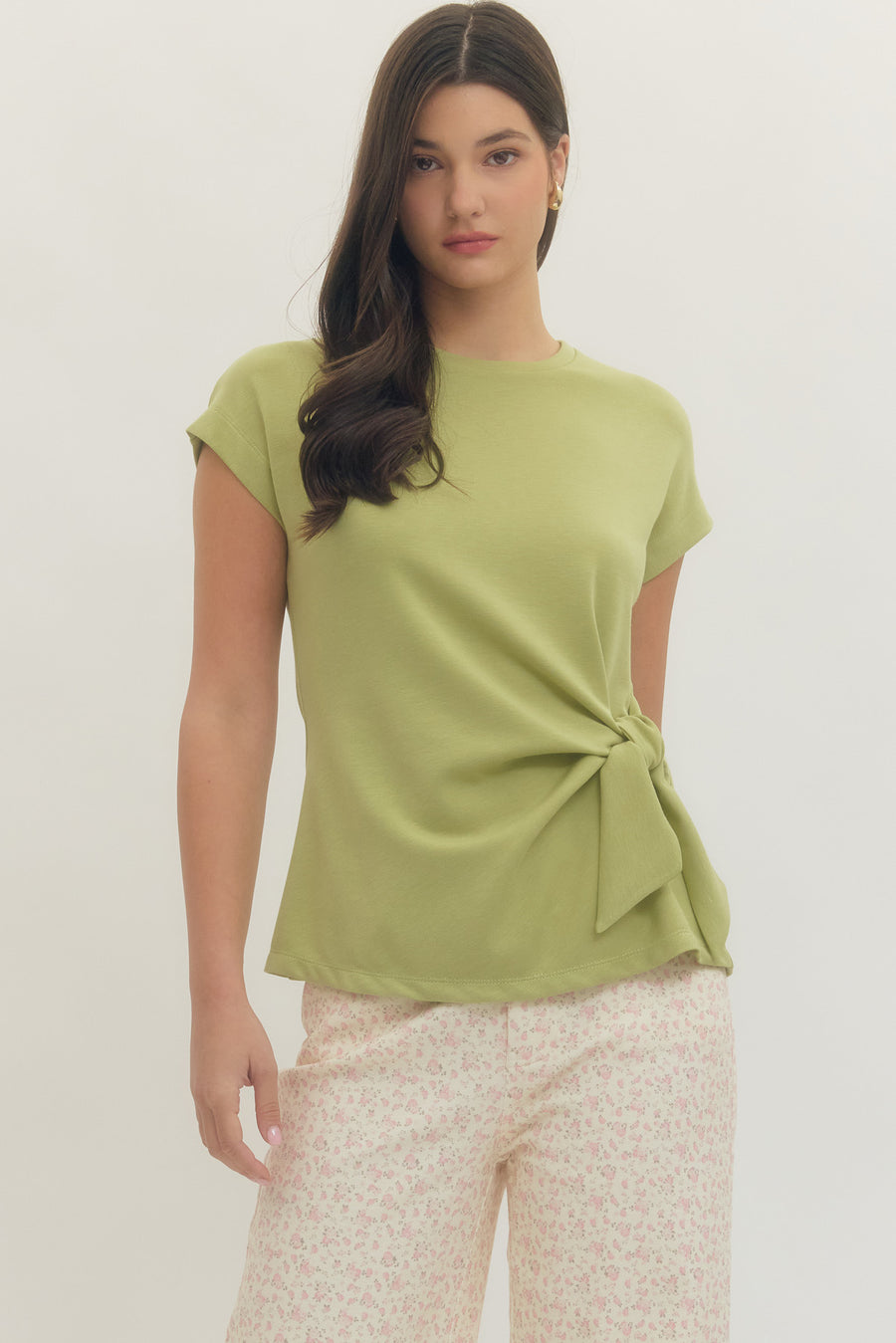Tie Front Top- Matcha