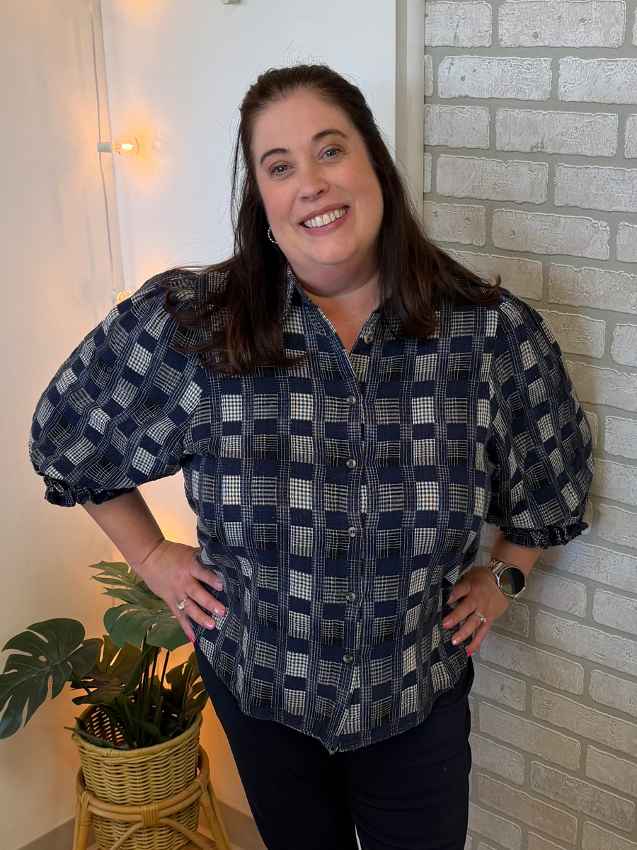 Blueberry Plaid Top