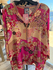 Magenta Print Consign Johnny Was Top, Medium