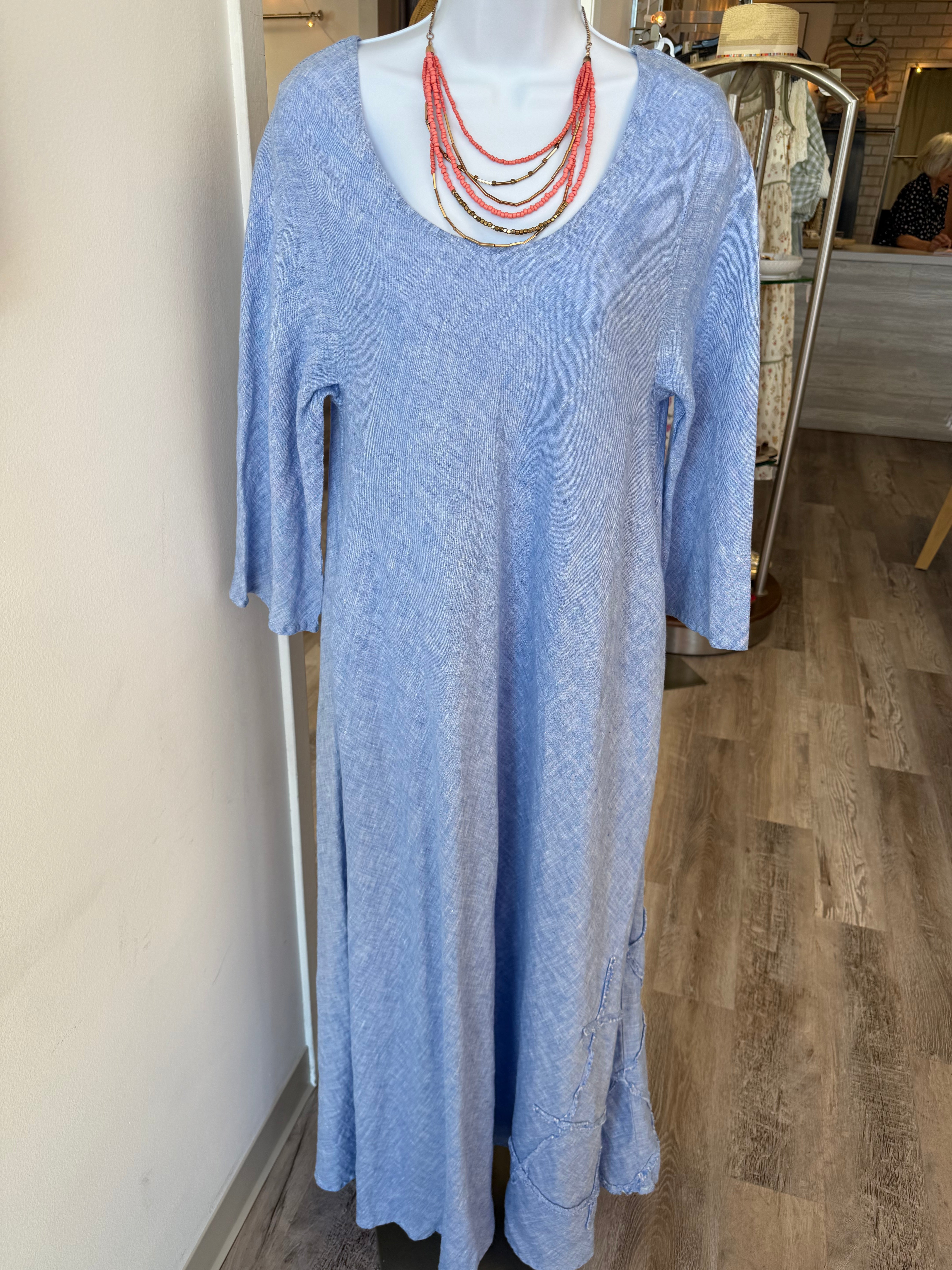 Blue Consign Linen Casa Dress, Medium
