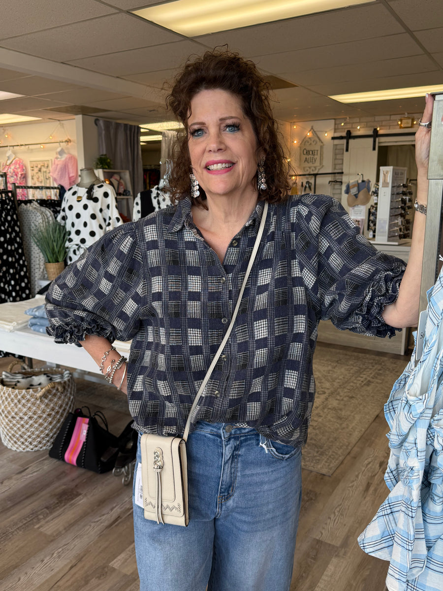 Blueberry Plaid Top