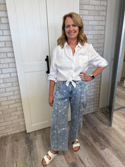Polka Dot Barrel Leg Jeans