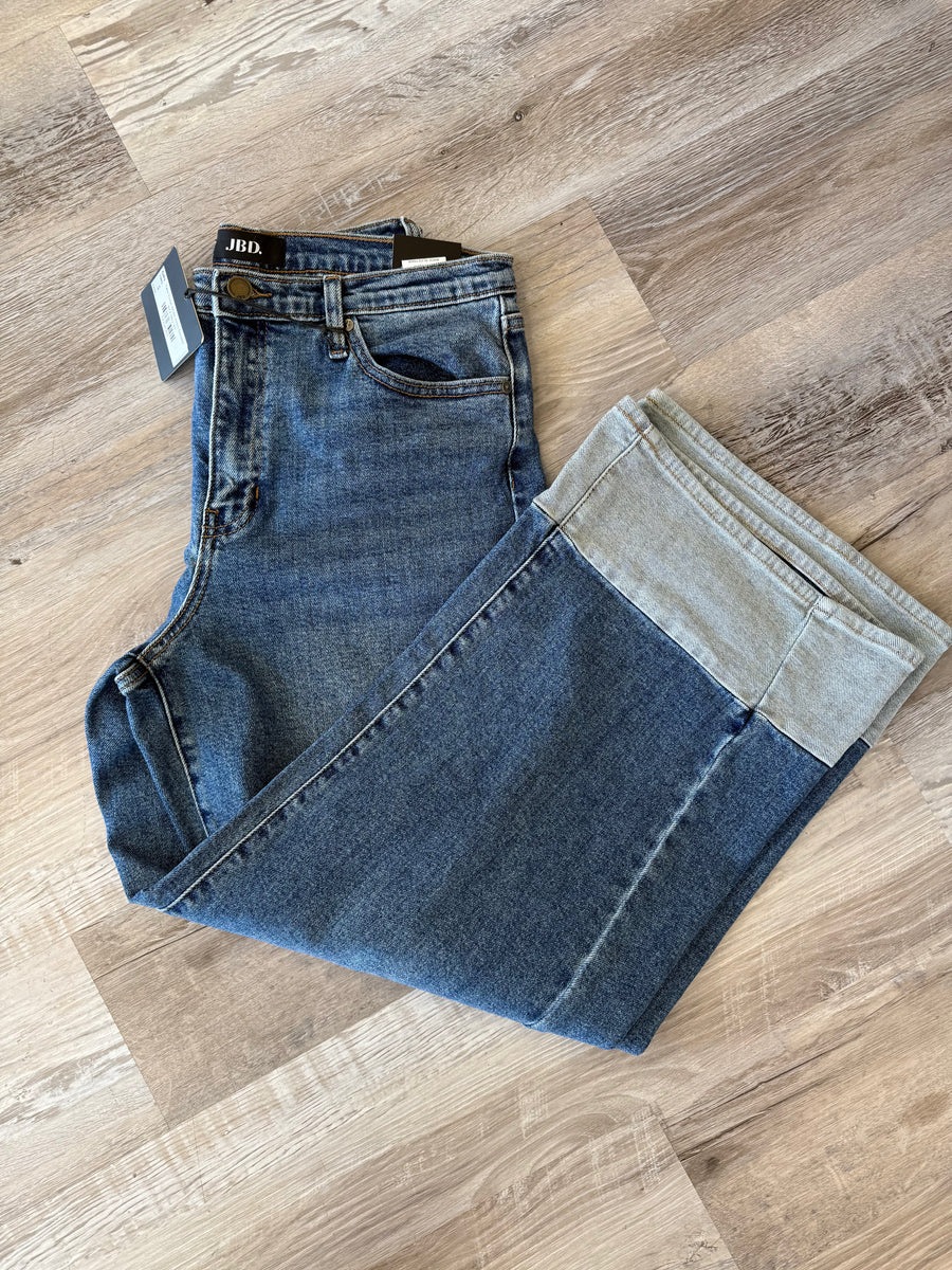 Two Tone Wide Hem Denim
