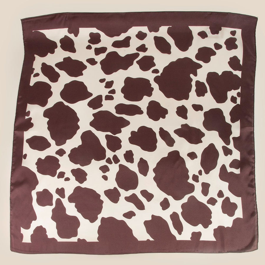 Dark Brown Cow Print Square Bandana Scarf
