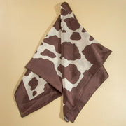 Dark Brown Cow Print Square Bandana Scarf