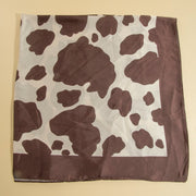Dark Brown Cow Print Square Bandana Scarf