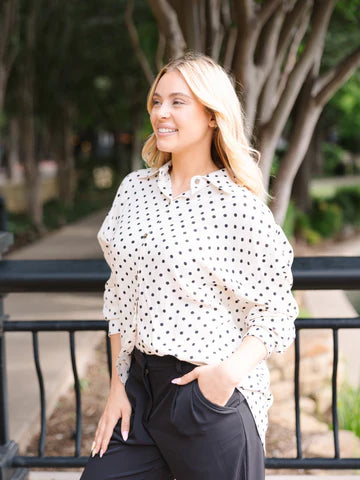 Polka Dot  Button Up
