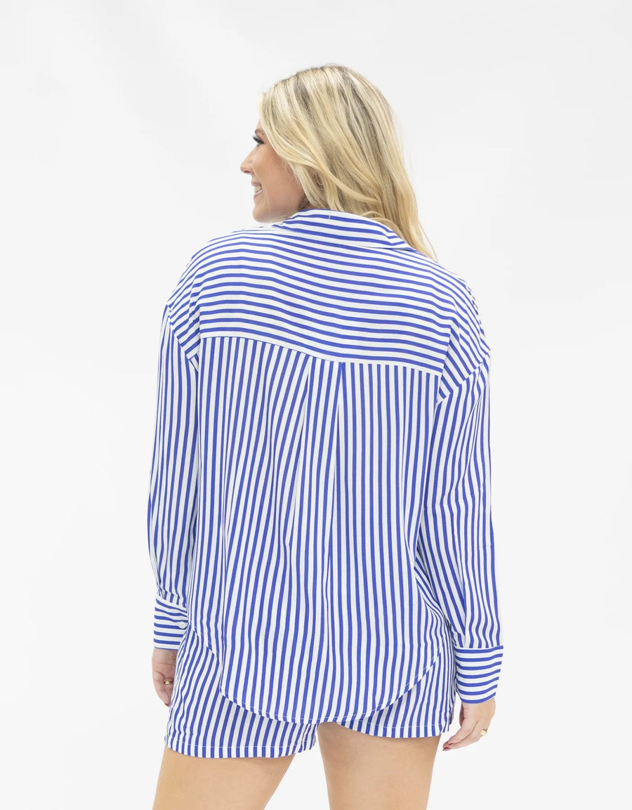 Blue Stripe Button Up