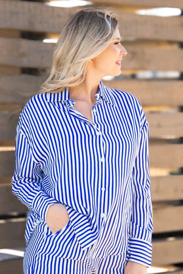 Blue Stripe Button Up