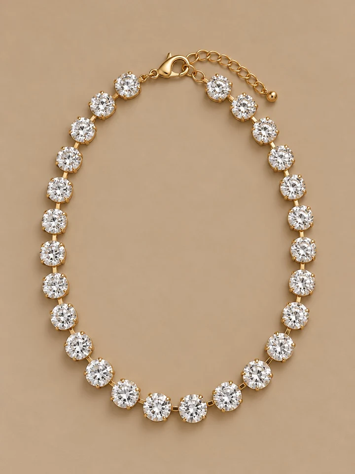Round Stone Necklace- Clear