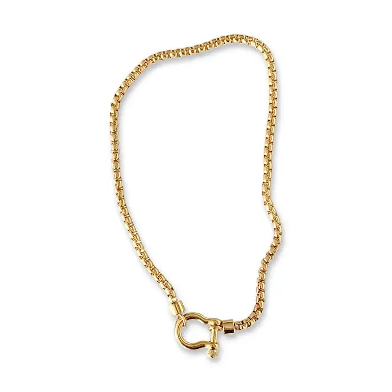 18K Gold Plated Stainless Steel Rope Buckle Chunky Necklace