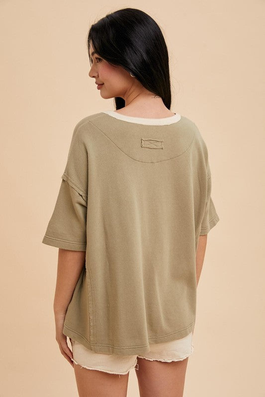 Henley Top- Olive