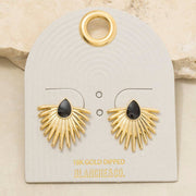 Metallic Feather Enamel Teardrop Stud Earrings