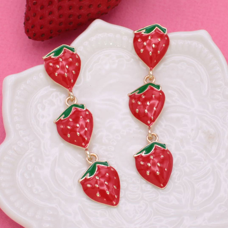 Strawberry Linear Post Earrings
