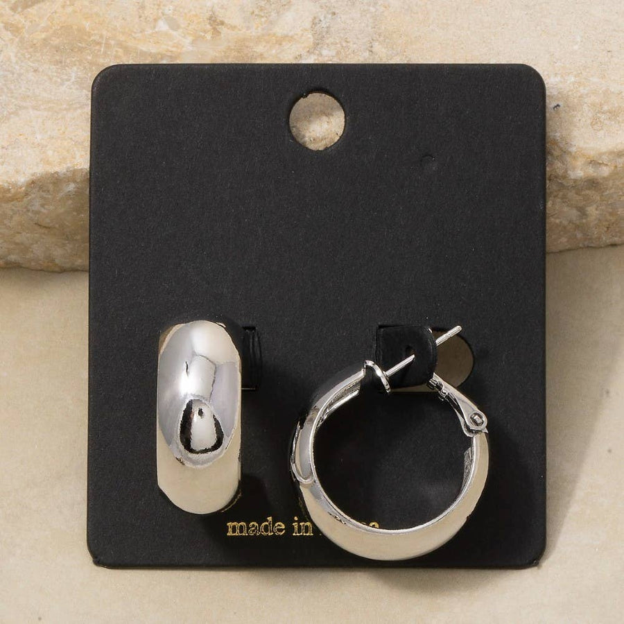 Chunky Wide Dome Huggie Hoop Earrings