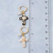 Ceramic Cross Hoop Earrings