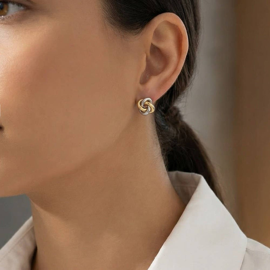 Two Tone Knot Stud Earrings