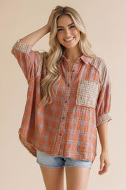 Raglan Mixed Plaid Top