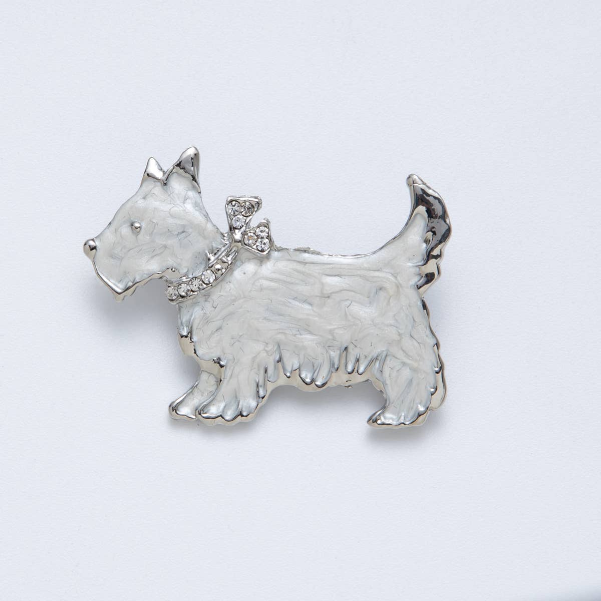 White Scotty Dog Brooch