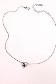 PUFF HEART SNAKE CHAIN NECKLACE