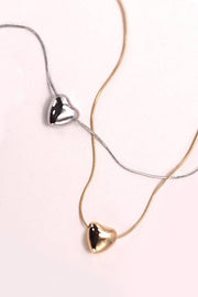 PUFF HEART SNAKE CHAIN NECKLACE