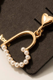 Half Pearl Studded Double Hearts Dangle Earrings