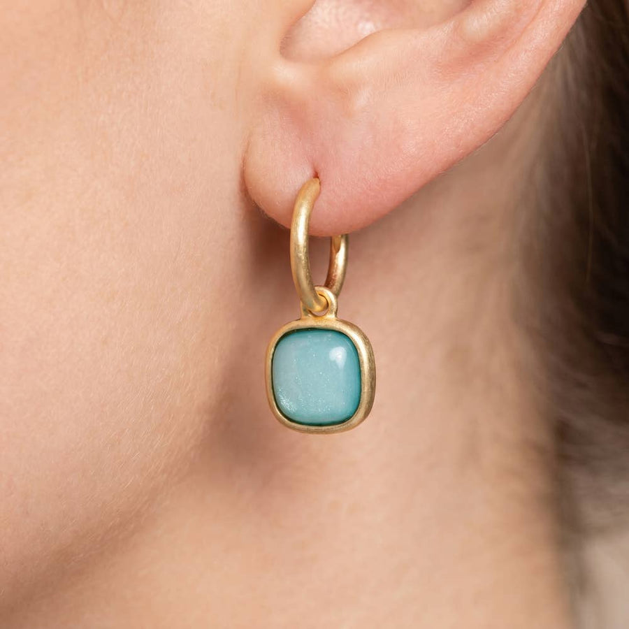 Cushion Drop Hoop Earrings