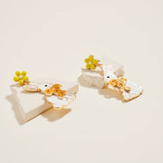 Floral Enamel Easter Bunny Bow Earrings