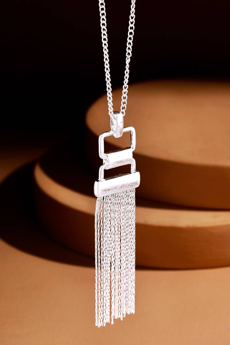 Chain Link Necklace with Tassel Pendant