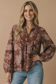 Floral Crochet Trim Babydoll Blouse