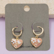 Floral Ceramic Heart Hoop Earrings