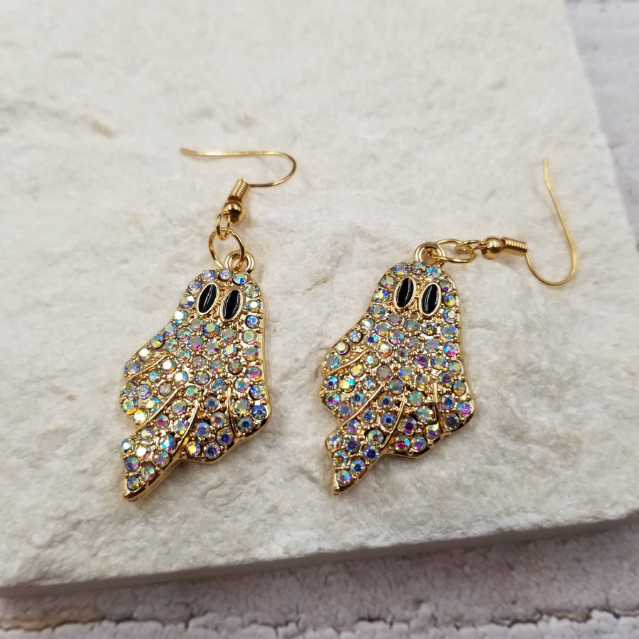 Halloween Pave Ghost Earrings