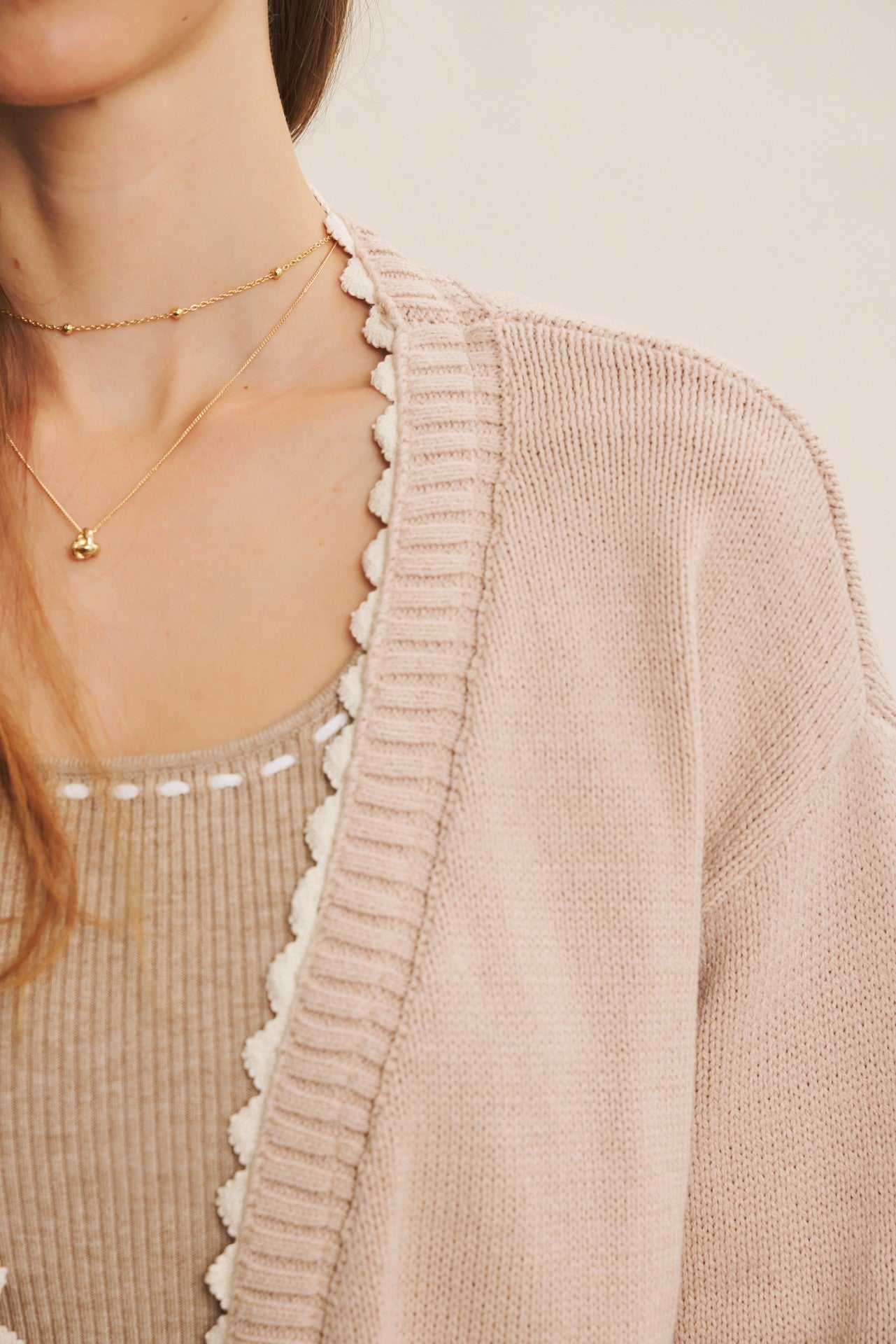 Scalloped Trim Cardigan