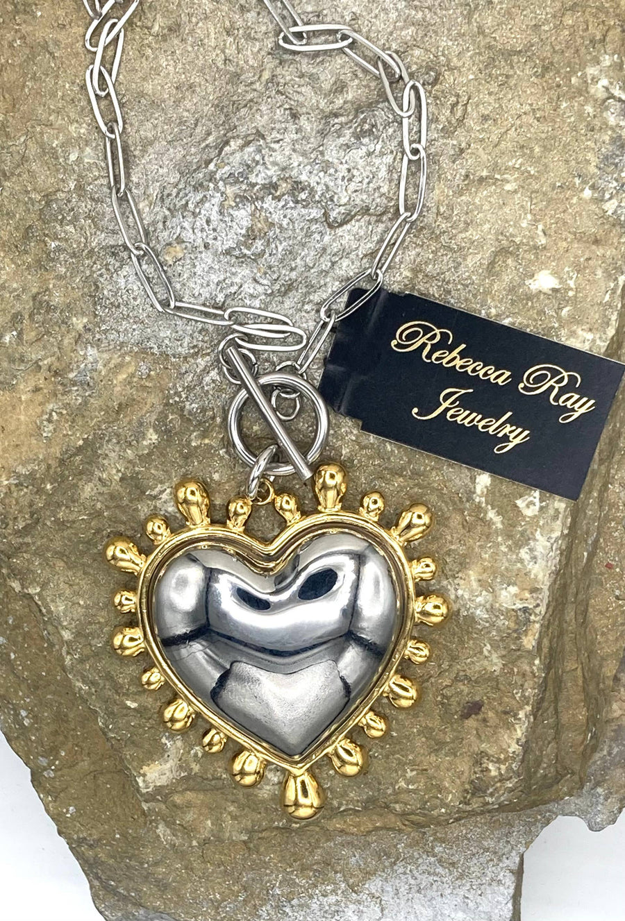 Puffed Heart Charm Necklace