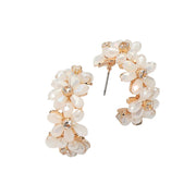 Flower Beaded Hoop Earrings