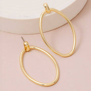 Gold Dipped Large Oval Hoop Stud Earrings