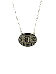 Sterling Silver Belt Buckle Initial Necklace