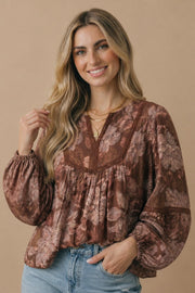 Floral Crochet Trim Babydoll Blouse