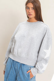Star Patch Sleeve Sweatshirt