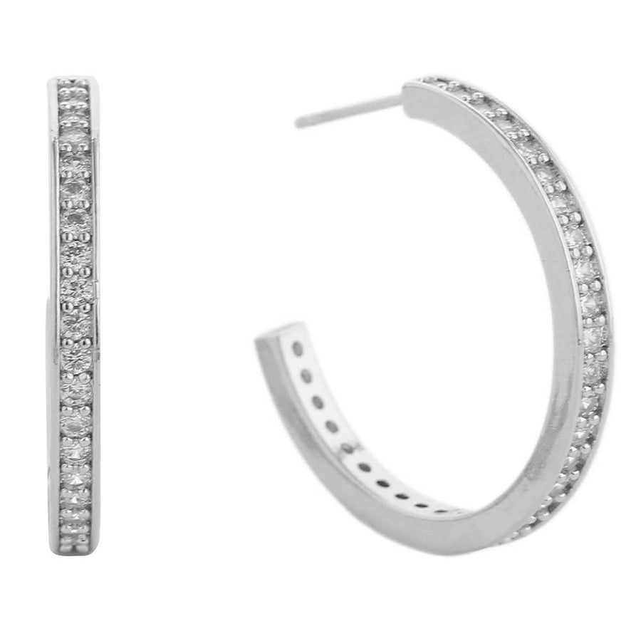 14K Gold Dipped CZ  Pave Hoop Earrings